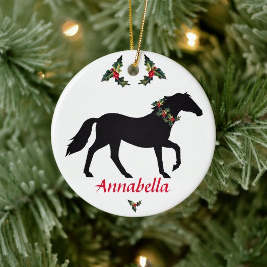 Horse Silhouette, aangepast kerstfeest Keramisch Ornament (Boom)
