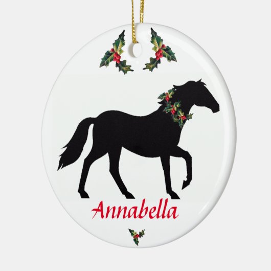 Horse Silhouette, aangepast kerstfeest Keramisch Ornament (Links)