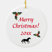 Horse Silhouette, aangepast kerstfeest Keramisch Ornament (Achterkant)