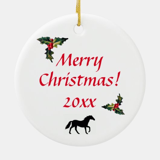 Horse Silhouette, aangepast kerstfeest Keramisch Ornament (Achterkant)