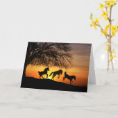 Horse Silhouette Birthday Fun Kaart (Gele Bloem)