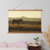 Horse Silhouette in the morning sun. Hangend Wandkleed (Slaapkamer)