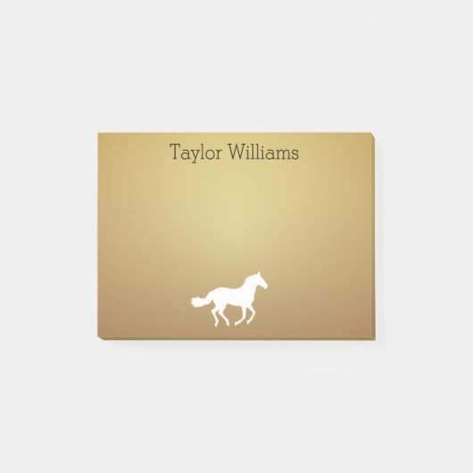Horse Silhouette Jouw naam Dark Golden Background Post-it® Notes (Voorkant)