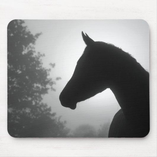 Horse silhouette mousepad in zwart-wit muismat (Voorkant)