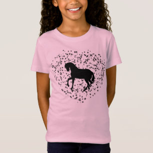 Horse silhouette op de achtergrond van het hart t-shirt