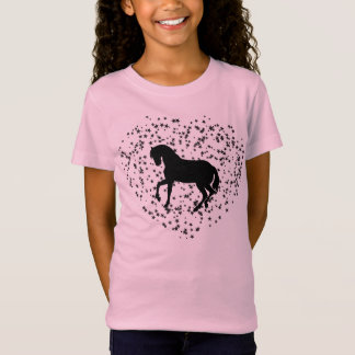 Horse silhouette op de achtergrond van het hart t-shirt