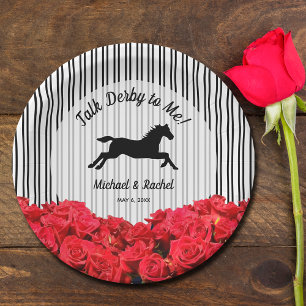 Horse Silhouette Red Roses Derby Papieren Bordje