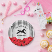 Horse Silhouette Red Roses Derby Papieren Bordje (Feest)