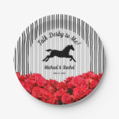 Horse Silhouette Red Roses Derby Papieren Bordje (Voorkant)