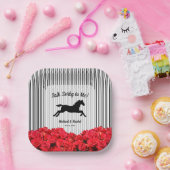 Horse Silhouette Red Roses Derby Party Papieren Bordje (Feest)