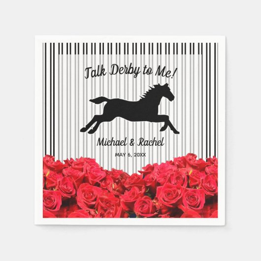 Horse Silhouette Red Roses Derby Party Servet (Voorkant)