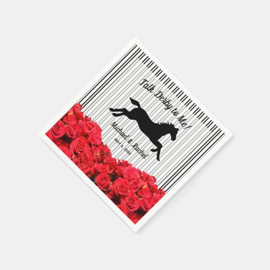 Horse Silhouette Red Roses Derby Party Servet (Hoek)