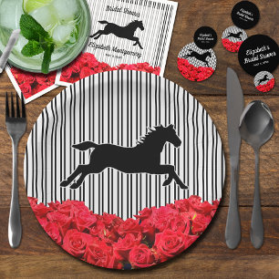 Horse Silhouette Red Roses Derby Vrijgezellenfeest Papieren Bordje