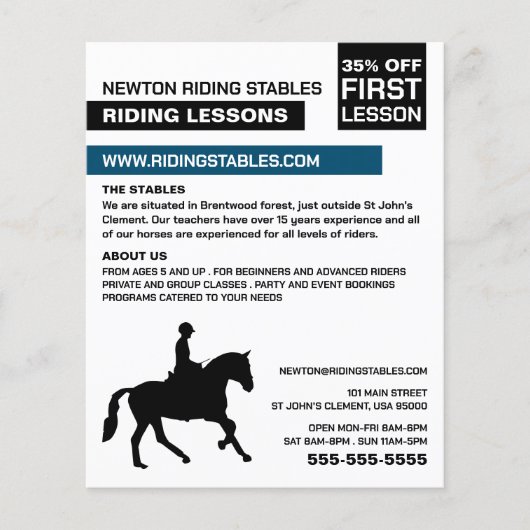Horse Silhouette, Riding Instructor, Academy Flyer (Voorkant)