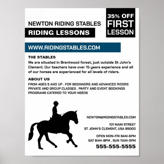 Horse Silhouette, Riding Instructor, Academy Poster (Voorkant)