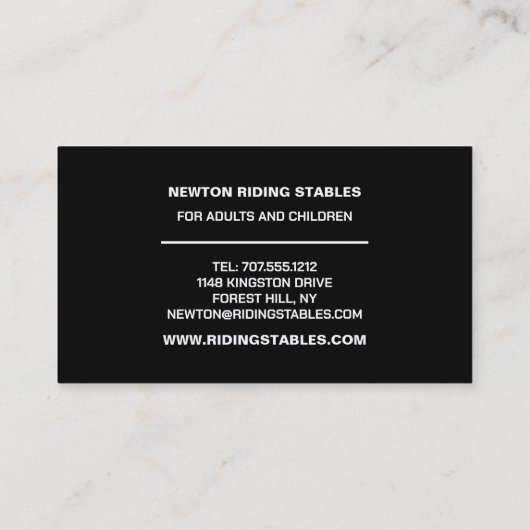 Horse Silhouette, Riding Instructor, Academy Visitekaartje (Achterkant)