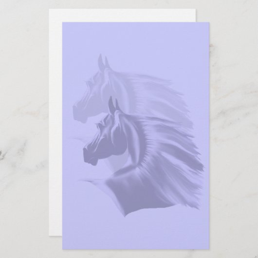 Horse Silhouette Shadowed Sationary Briefpapier (Voorkant / Achterkant)