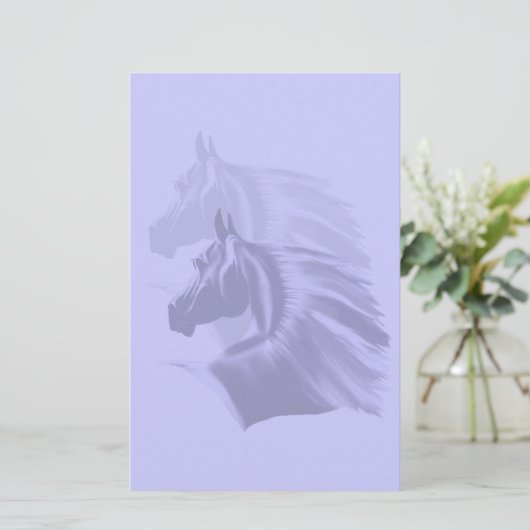 Horse Silhouette Shadowed Sationary Briefpapier (Staand voorkant)