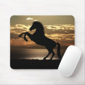 Horse Silhouette tegen de zon Muismat (Met muis)