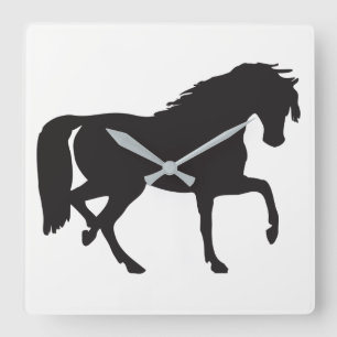 Horse Silhouette Vierkante Klok