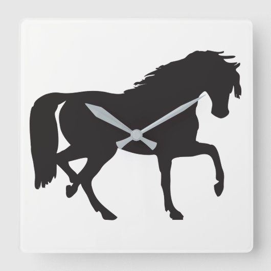 Horse Silhouette Vierkante Klok (Voorkant)