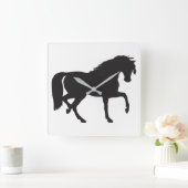 Horse Silhouette Vierkante Klok (Huis)