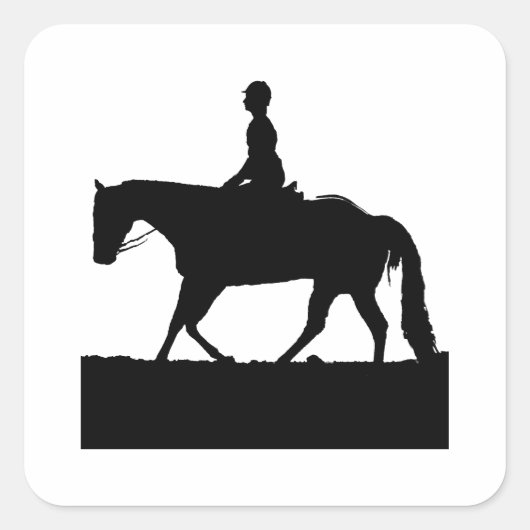 Horse Silhouette Vierkante Sticker (Voorkant)