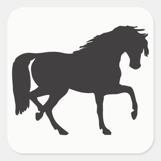 Horse Silhouette Vierkante Sticker (Voorkant)