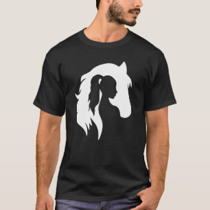 Horse Silhouette Young Woman Girl Equestrian Cowgi T-shirt