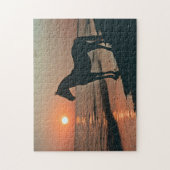 Horse Silhouette Zonsondergang bij de oceaan Legpuzzel (Verticaal)