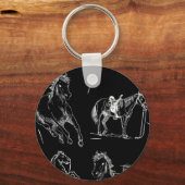 Horse silhouettes Black White Sleutelhanger (Achterkant)