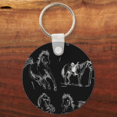 Horse silhouettes Black White Sleutelhanger (Voorkant)