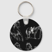 Horse silhouettes Black White Sleutelhanger (Achterkant)