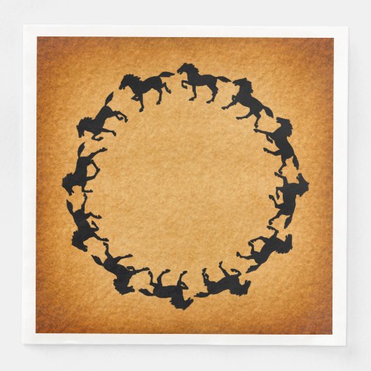 Horse Silhouettes Cirkel  kunst Servet (Voorkant)