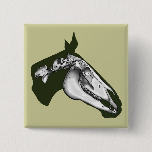 Horse Skeleton Vierkante Button 5,1 Cm (Voorkant)