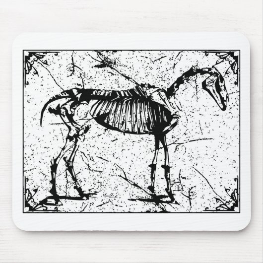 Horse Skeleton zwart-wit Muismat (Voorkant)