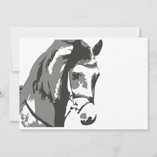 Horse Sketch en Snaffle Bit, Grijze Verjaardag Kaart (Achterkant)