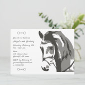 Horse Sketch en Snaffle Bit, Grijze Verjaardag Kaart (Staand voorkant)