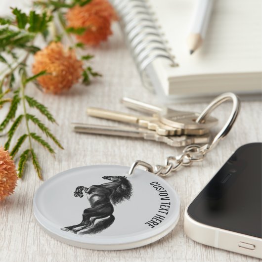 Horse Sleutelhanger met aangepaste tekst (Voorkant Rechts)