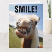 HORSE SMILING FUNNY BIRTHDAY WENSKAART KAART (Voorkant)
