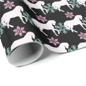 Horse Snowflake Pattern Girls kerstcadeautje Cadeaupapier (Rol Hoek)