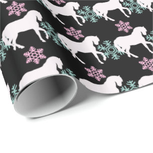 Horse Snowflake Pattern Girls kerstcadeautje Cadeaupapier