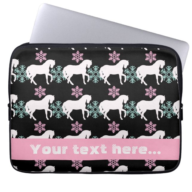 Horse Snowflake Pattern-laptophoes Laptop Sleeve (Voorkant)