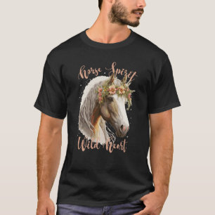 Horse Spirit Wild Heart Floral Boerderij Animal La T-shirt