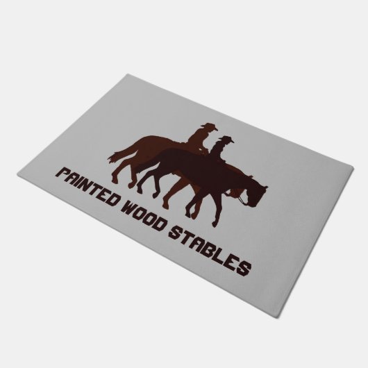 Horse Stables Horseback Rustic Wood Sjabloon Deurmat (Schuin)