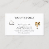 Horse Stables Riding Services Equestrian Visitekaartje (Achterkant)