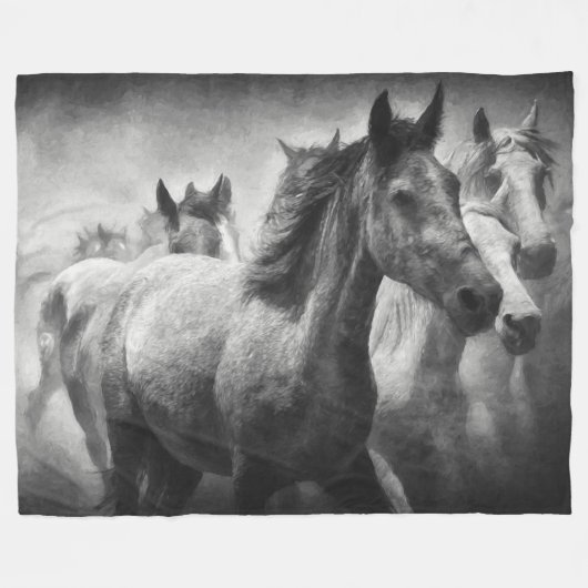 Horse Stampede Fleece Blanket Deken (Voorkant (Horizontaal))