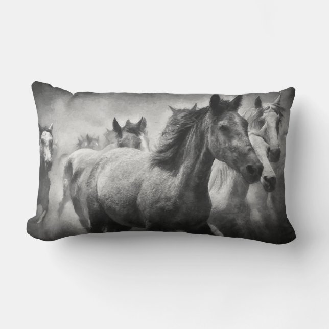 Horse Stampede Lumbar Pillow Kussen (Voorkant)