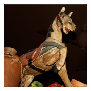 Horse Statue en Decor in Mexicaans restaurant Poster