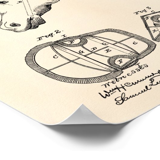 Horse Sunbonnet 1870 Patent Art Old Peper Poster (Hoek)